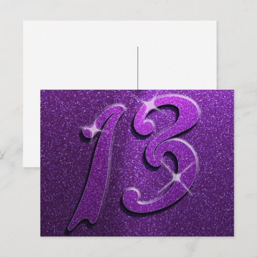 Paars Sparkle 13th Birthday Greeting Briefkaart (Voorkant / Achterkant)