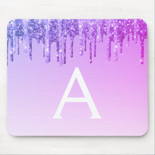 Paars Sparkle Glitter Monogram Naam Mousepad Muismat