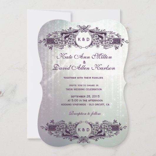 - Paars Sparkle Wedding Kaart (Voorkant)