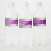  Paars, sparkle, zoete zestien, aangepast Waterfles Etiket (Flessen)
