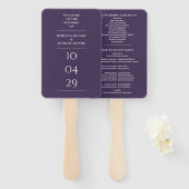 Paars Speciale Datum Trouwprogramma Handwaaier (Voorkant en achterkant)