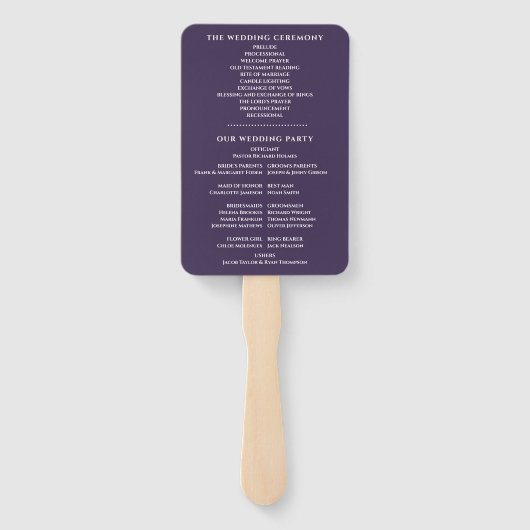 Paars Speciale Datum Trouwprogramma Handwaaier (Achterkant)