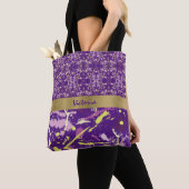 Paars Splash Monogram Tote Bag (Dichtbij)