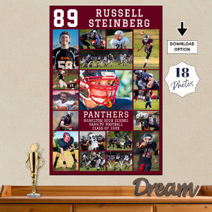 Paars Sport Senioren Afsluiting 18 Foto Collage Poster
