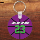 Paars sportteam Athleten Basketball Sleutelhanger (Voorkant)