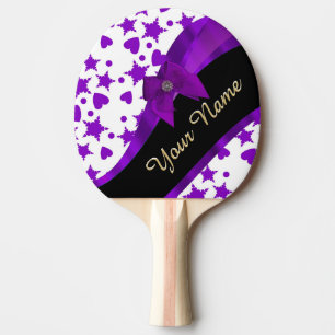  paars spotty girly patroon op maat tafeltennisbatje