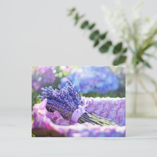 Paars Spring Meadow Briefkaart lavender Basket (Staand voorkant)