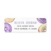 Paars Sprinkle Donut Return-adres Etiket (Voorkant)