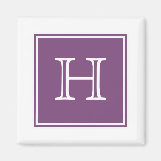 Paars Square Monogram Magnet (Voorkant)