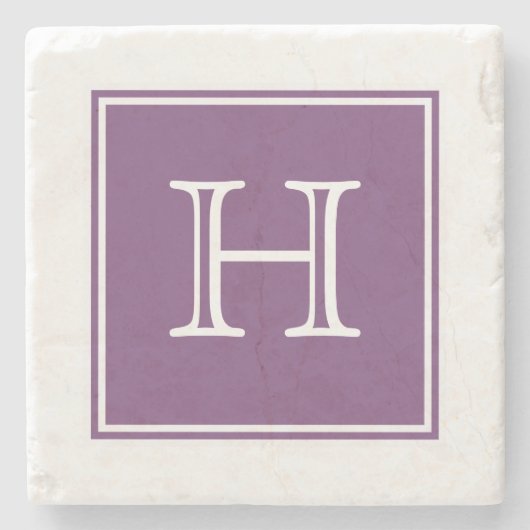 Paars Square Monogram Stone Onderzetter (Voorkant)