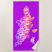 Paars, St. Thomas "Rock City" VS Maagdeneilanden Strandlaken (Voorkant)