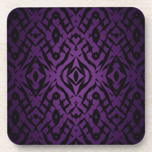 Paars stamvormpatroon drankjes onderzetter (Voorkant)