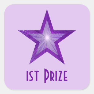 Paars Star '1st Prize' vierkant bleke paars Vierkante Sticker
