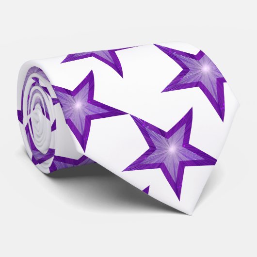 Paars Star stropdas wit (Opgerold)