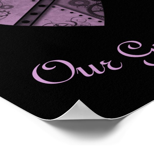 Paars steampunk-bord voor het bruiloft poster (Hoek)