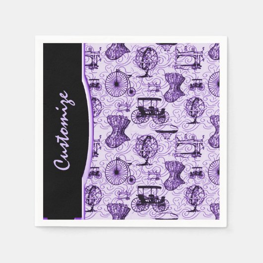 Paars Steampunk Pattern Napkins Servetten (Voorkant)