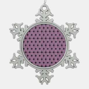 paars sterpatroon met zwarte lijn tin sneeuwvlok ornament