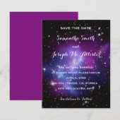 Paars sterrenstelsel Save the Date (Voorkant / Achterkant)
