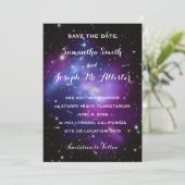 Paars Sterrenstelsel Save the Date (Staand voorkant)