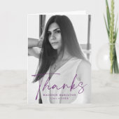 Paars Stijlvol Afstuderen van de Foto van het Manu Bedankkaart (Voorkant)