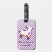 Paars Stippen Schaats Bagagelabel (Achterkant verticaal)