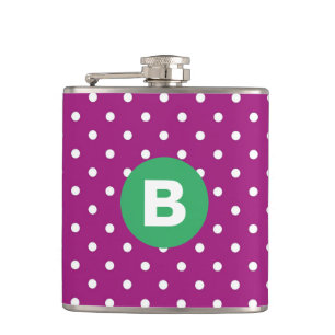 Paars Stippenpatroon Groen Monogram Heupfles