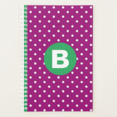 Paars Stippenpatroon Groen Monogram Planner (Voorkant)