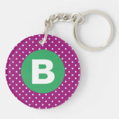 Paars Stippenpatroon Groen Monogram Sleutelhanger (Achterkant)