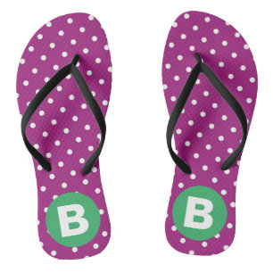 Paars Stippenpatroon Groen Monogram Teenslippers
