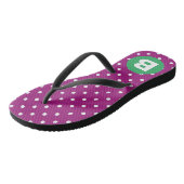 Paars Stippenpatroon Groen Monogram Teenslippers (Schuin)