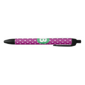 Paars Stippenpatroon Groen Monogram Zwarte Inkt Pen (Bodem)