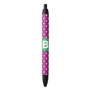 Paars Stippenpatroon Groen Monogram Zwarte Inkt Pen