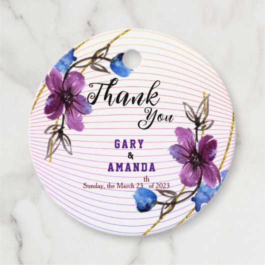 Paars Stokje Bedankjes Labels (Voorkant)
