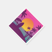 Paars strand met zonsonderend surf servet (Hoek)