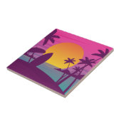 Paars strand met zonsonderend surf tegeltje (Zijkant)