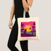 Paars strand met zonsonderend surf tote bag (Voorkant (product))