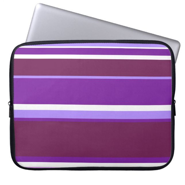 Paars strepen laptop sleeve (Voorkant)
