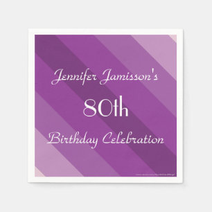 Paars stripe 80th Birthday Party Paper Servetten