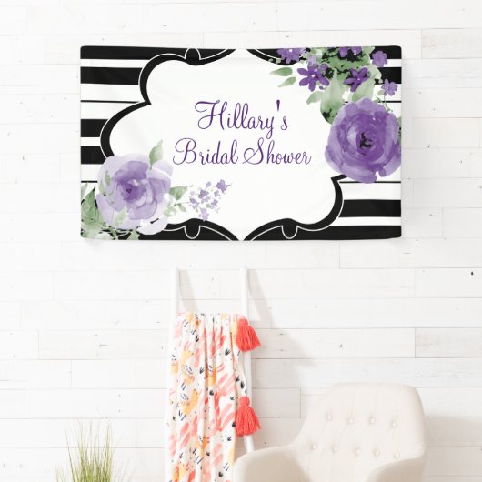 Paars, Stripes, Flowers, Vrijgezellenfeest banner (Insitu)