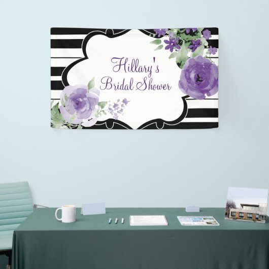 Paars, Stripes, Flowers, Vrijgezellenfeest banner (Beurs)