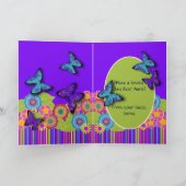 Paars, strips, bloemen, buiken | Tante 90e Kaart (Binnen)