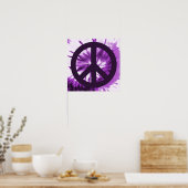 Paars Stropdas-kleurstof met vredessymbool Poster (Keuken)