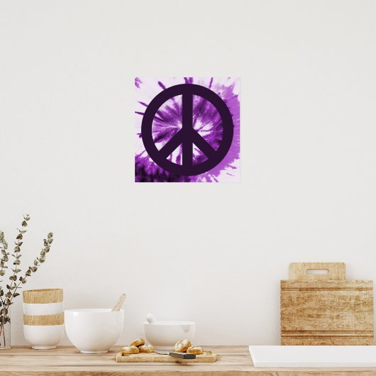 Paars Stropdas-kleurstof met vredessymbool Poster (Keuken)
