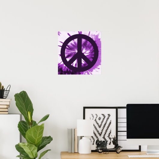 Paars Stropdas-kleurstof met vredessymbool Poster (Thuiskantoor)