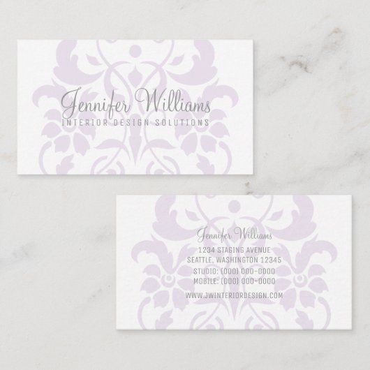 Paars subtle Damask Visitekaartje (Voorkant / Achterkant)