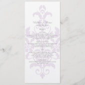 Paars subtle Damask Wedding Menu (Voorkant)