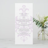 Paars subtle Damask Wedding Menu (Staand voorkant)