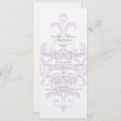Paars subtle Damask Wedding Menu (Voorkant / Achterkant)