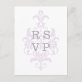 Paars subtle Damask Wedding RSVP Briefkaart (Voorkant)