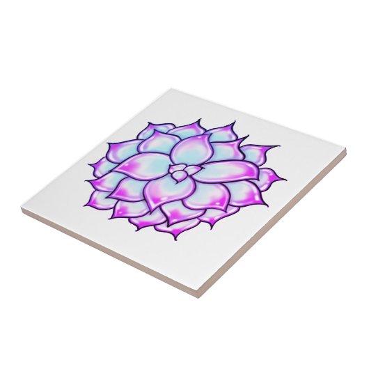 Paars Succulent Bloom Tegeltje (Zijkant)